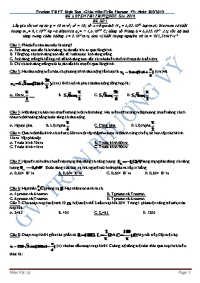 Đề luyện thi THPT Quốc gia môn Vật lý năm 2019 - Đề số 1 - Trần Phương Vỹ